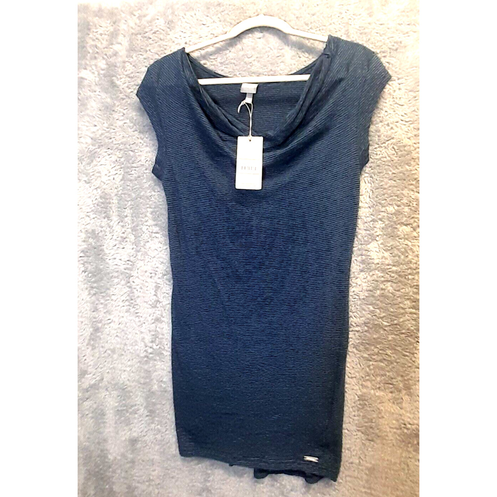 Bench Womens Sleeveless Small Blue Striped Tank Dress Cowl Neck All Inclusive